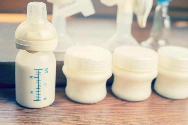 Full bottles of expressed breast milk