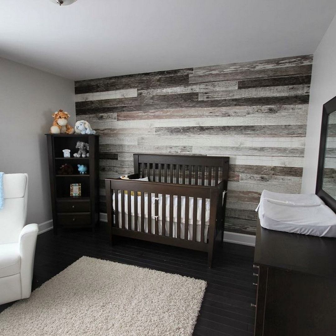 wood themed baby nursery