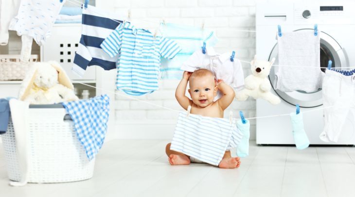Basket of cloth diaper laundry