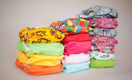 A pile of new prepared cloth diapers