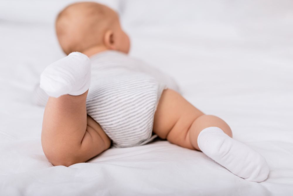 Infant wearing baby socks