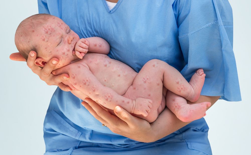 Newborn with measles