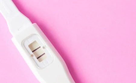Pregnancy test stick with two lines