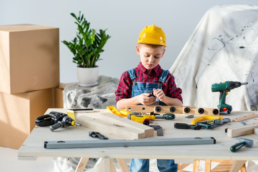 kids workbench and tools