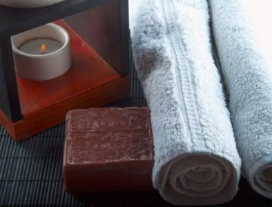 african black soap and bath towels