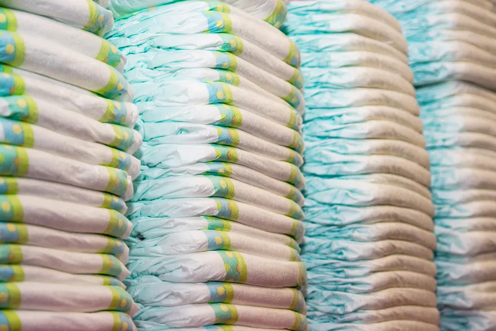 Stack of different size diapers