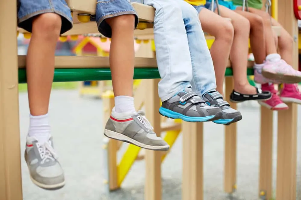 Group of school kids wearing cool shoes