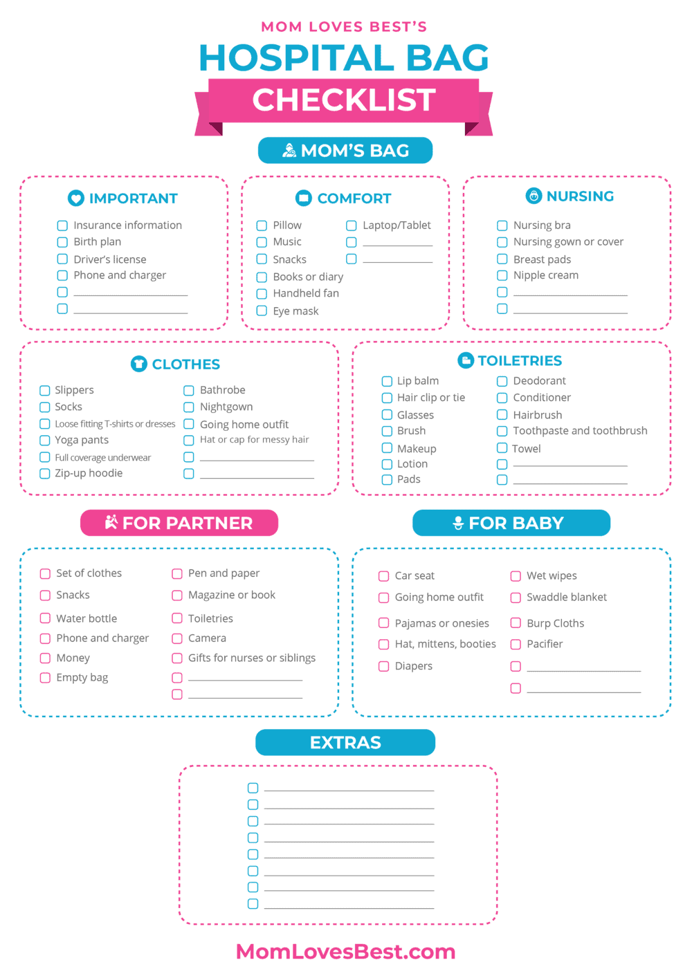 Ultimate Pregnancy Hospital Bag Checklist (Free Printable)