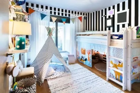 Kid bedroom with loft bed
