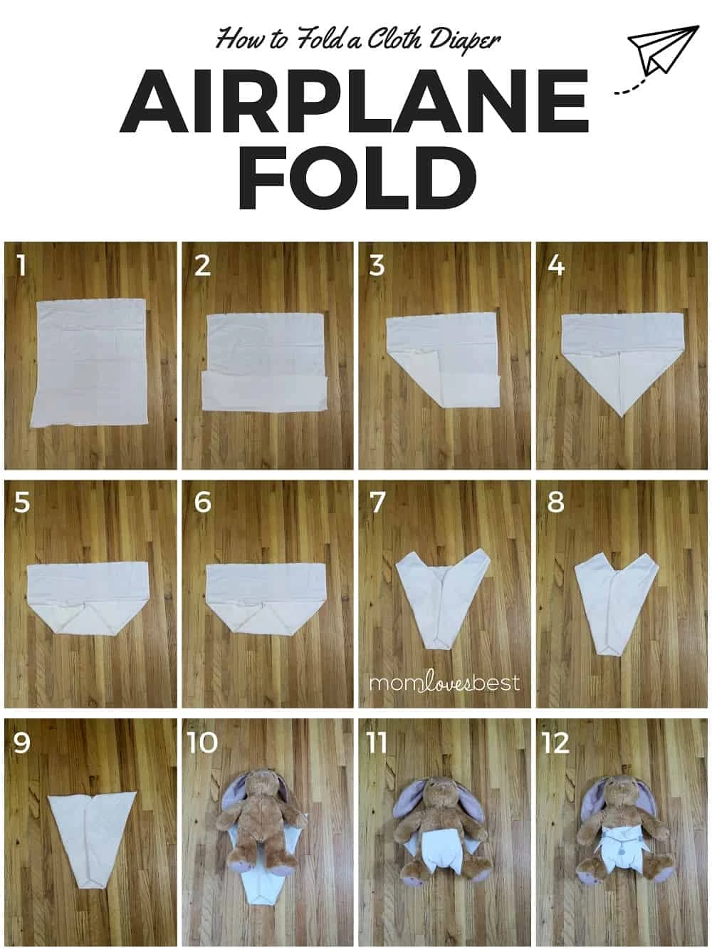 Airplane Fold Cloth Diaper Fold