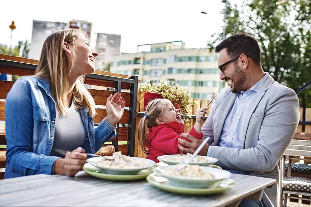 Family Eating At Restaurant