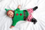 Baby in christmas elf costume