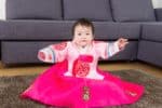 Baby girl wearing korean hanbok