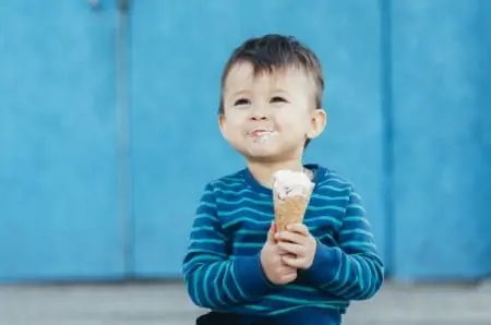 Italian boy eating ice cream