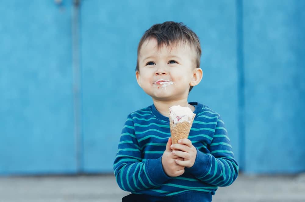 Italian boy eating ice cream