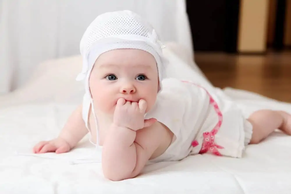 Cute little baby in a funny hat