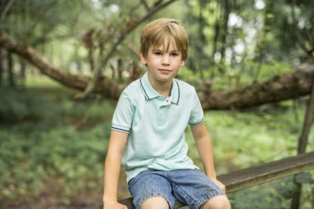 Cute young boy in the forest