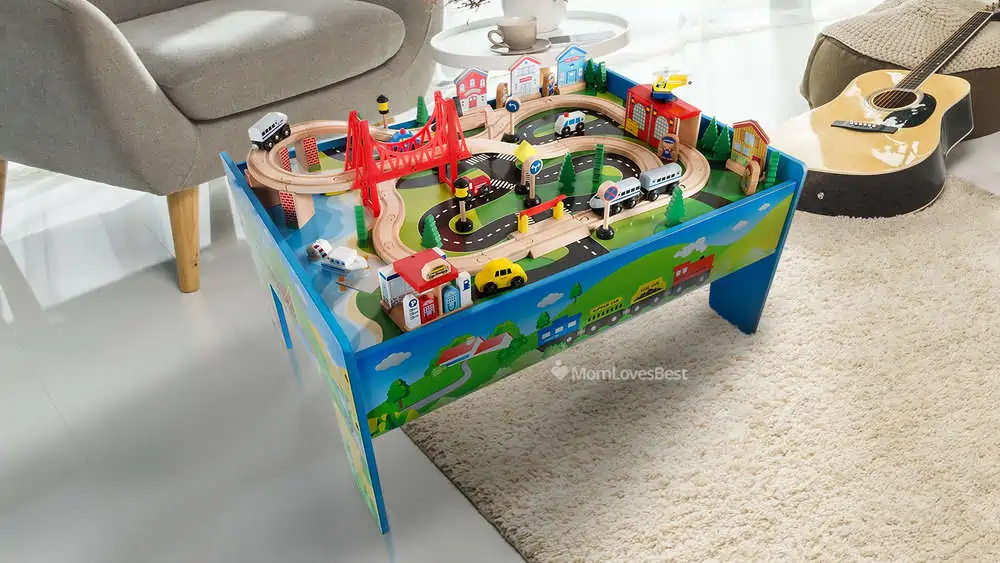 Hey play wooden train cheap set table