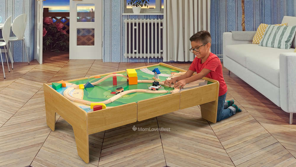Photo of the KidKraft Double-Sided Wooden Train and Activity Table