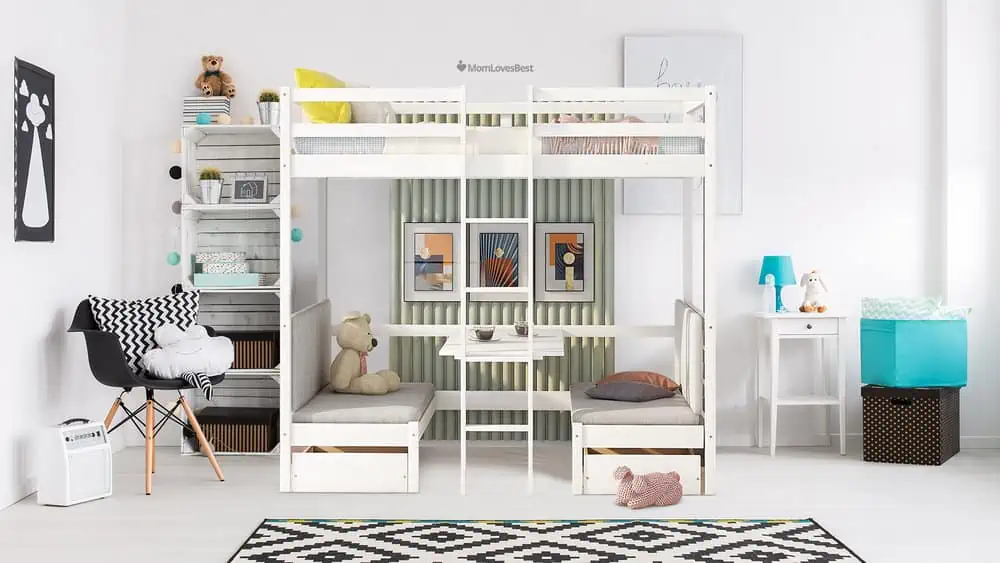 Photo of the Twin Over Twin Bunk Bed Convertible Dorm Loft