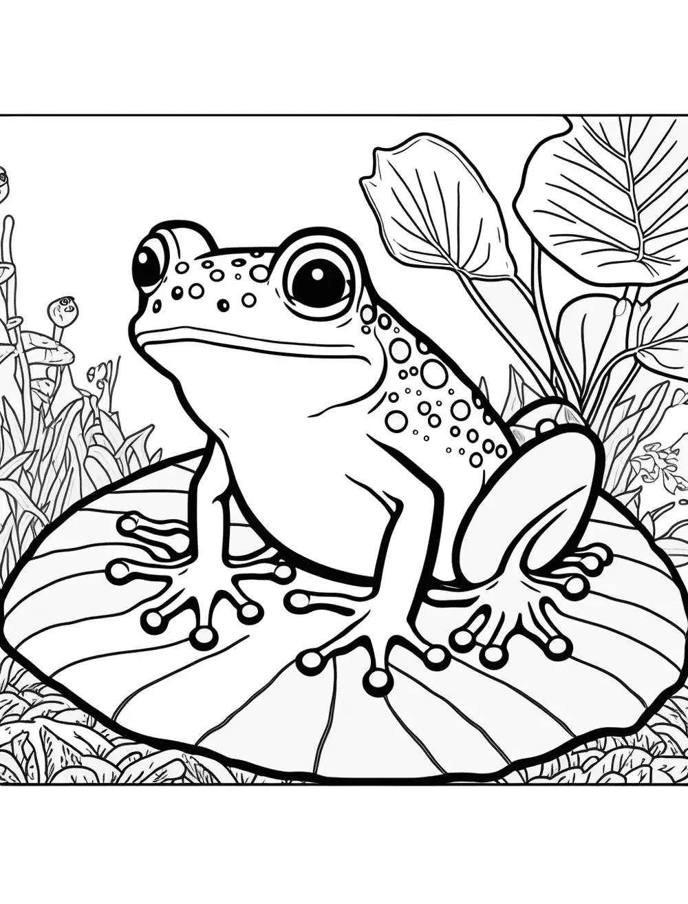 Rain Forest Frog Coloring Page - A frog in a lush, tropical rain forest environment