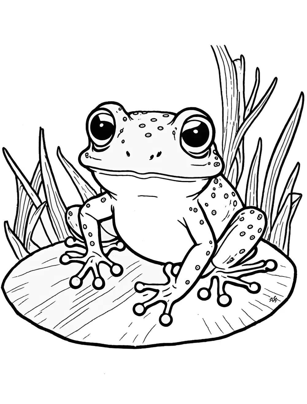 Small Baby Frog Coloring Page - A tiny, newly hatched frog
