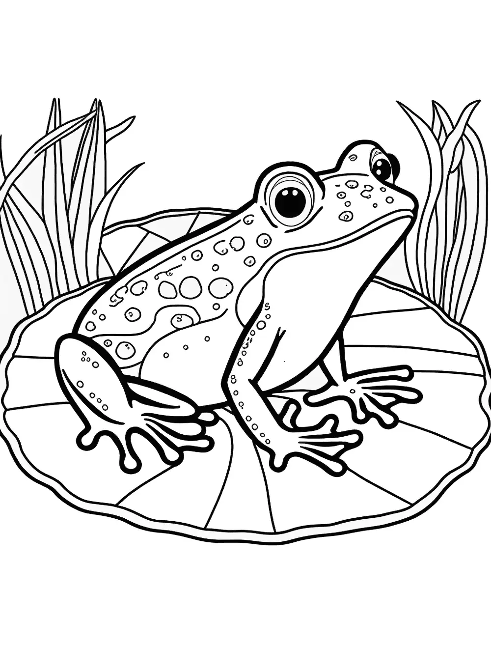 Frog On A Lily Pad Coloring Page - A frog sitting on lily pads in a pond