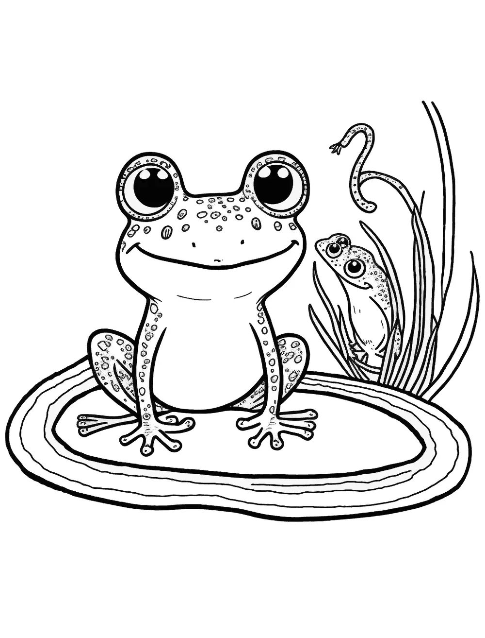 Frog And Snake Coloring Page - A frog and a snake, with a friendly interaction