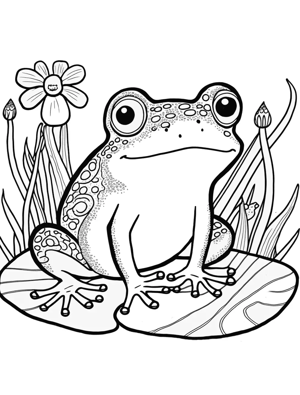 Frog and Caterpillar Coloring Page - A frog and a caterpillar, with the caterpillar crawling on the frog’s back.