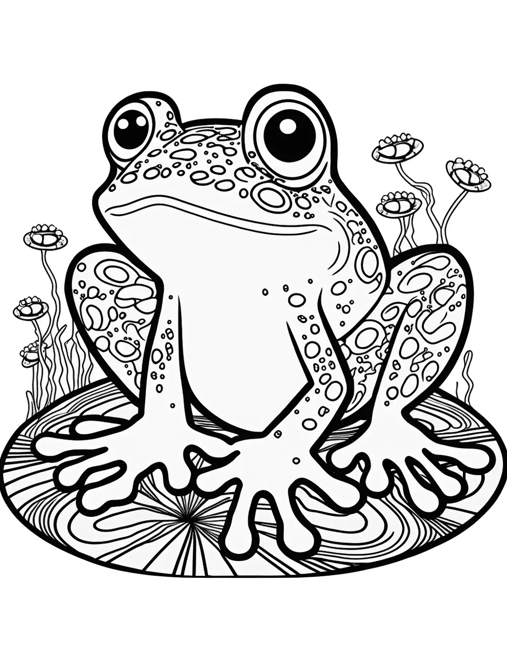 Trippy Frog Coloring Page - A trippy, psychedelic-style frog with bright colors and abstract shapes