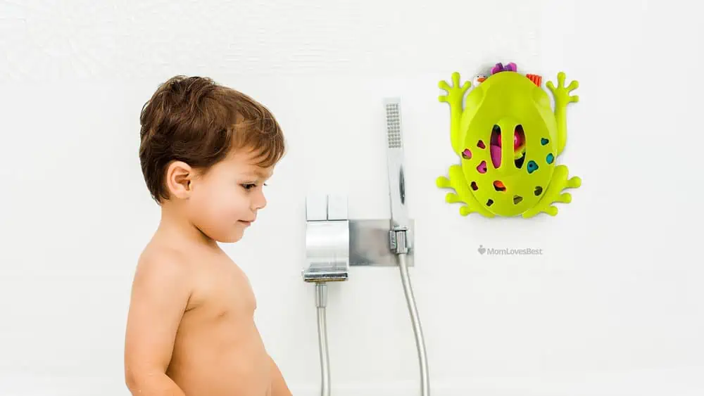 Photo of the Boon Frog Pod Drain and Storage Bath Toy Scoop