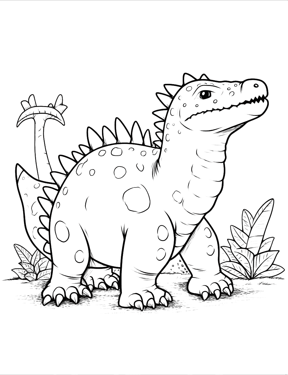 Ankylosaurus Defense Dinosaur Coloring Page - An Ankylosaurus uses its tail club to defend against a predator.