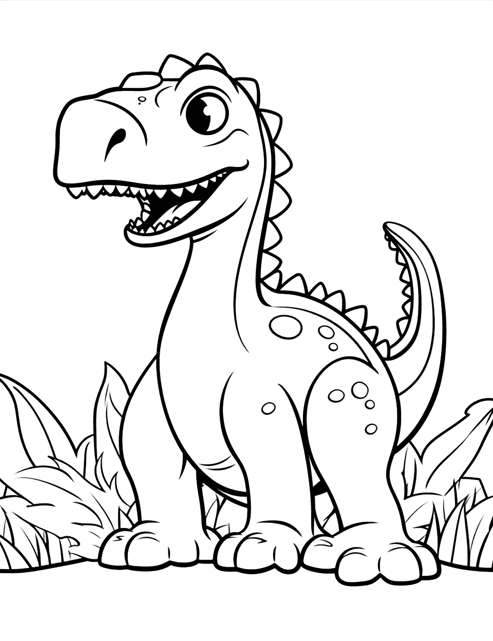 Simple Dinosaur Outline Coloring Page - Simple, easy to color outline of a dinosaur.