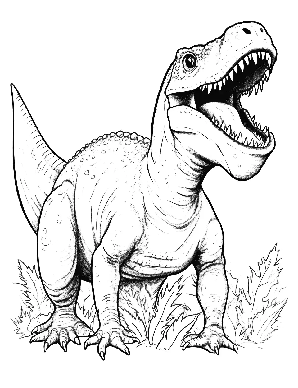 Indominus Rex Rampage Coloring Page - The Indominus Rex on a rampage in Jurassic World.
