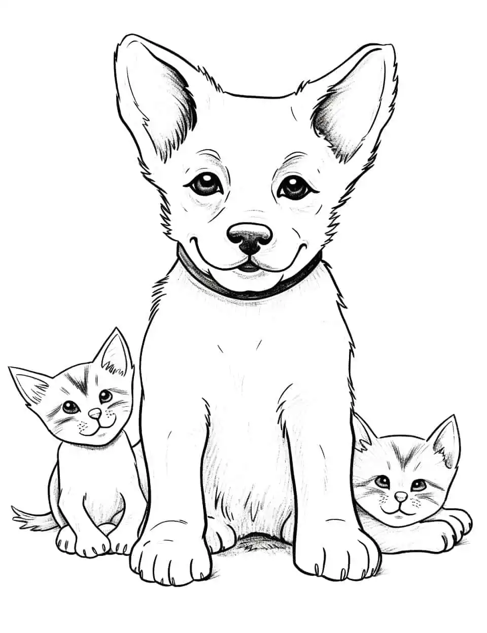 dog and cat coloring page