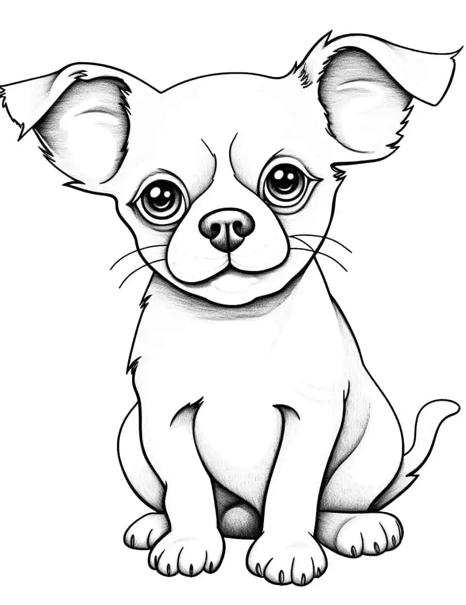 Dog Drawing of a Chihuahua Coloring Page - A lively dog drawing of a Chihuahua for kids to color and bring to life.