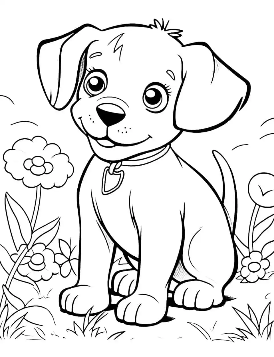 Baby Dog's Adventure Coloring Page - A coloring book story about a baby dog's adventure in the park.