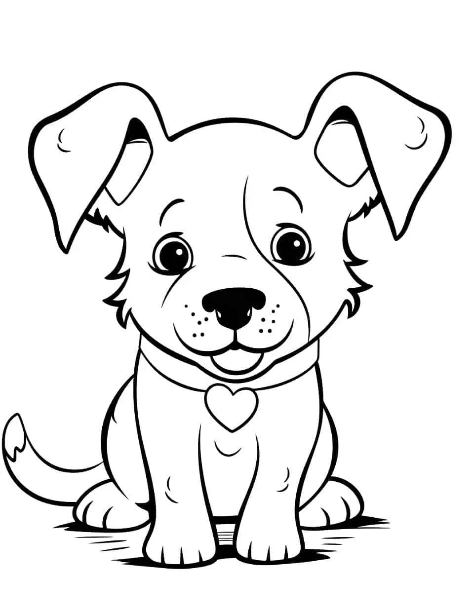 Kawaii Border Collie Coloring Page - A cute and cuddly Border Collie in Kawaii style.