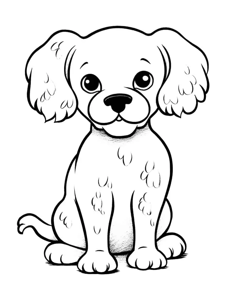 Easy Poodle Drawing Coloring Page - A simple drawing of a Poodle that's easy for kids to color.