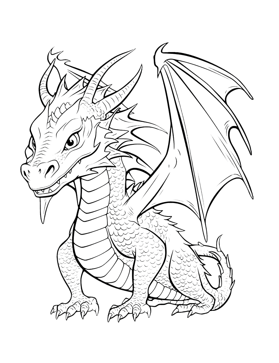 Icewing Dragon Coloring Page - A beautiful Icewing dragon, its crystalline scales reflecting the light.