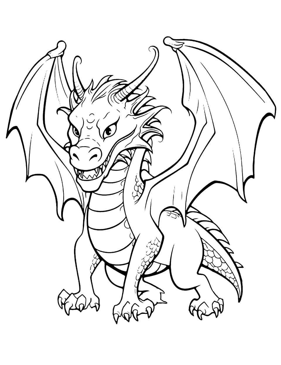 Dragon Art Coloring Sheet Coloring Page - A complex art nouveau-style dragon coloring sheet.