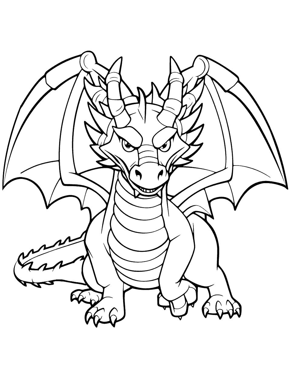 Ninjago Dragon Coloring Page - The dragon from Ninjago, ready to engage in a fierce aerial battle.