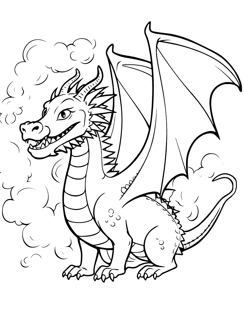 fire breathing dragon coloring page