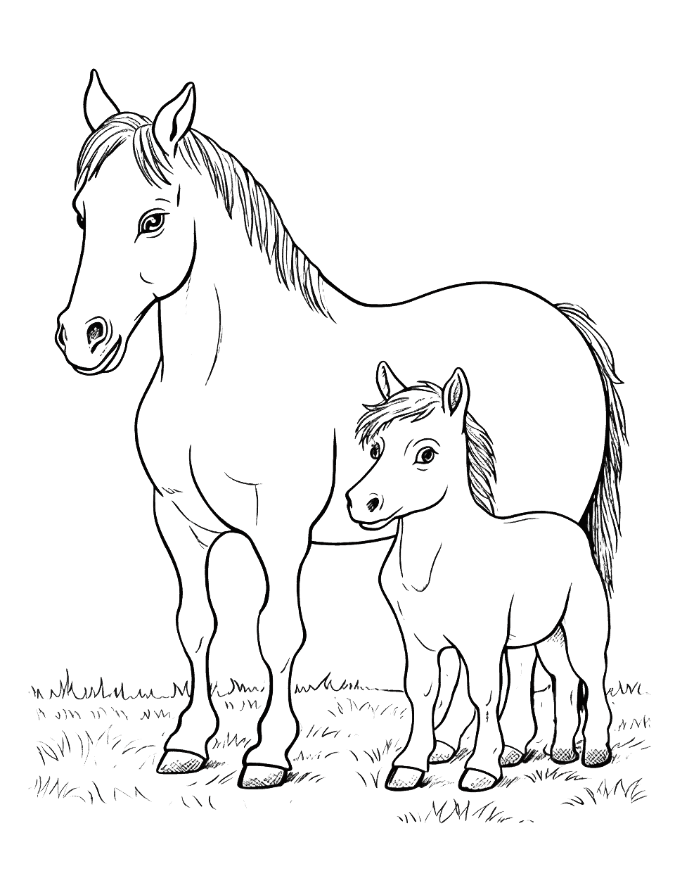 Standing Horse Pony Line art Sketch, horse, horse, animals, mare png