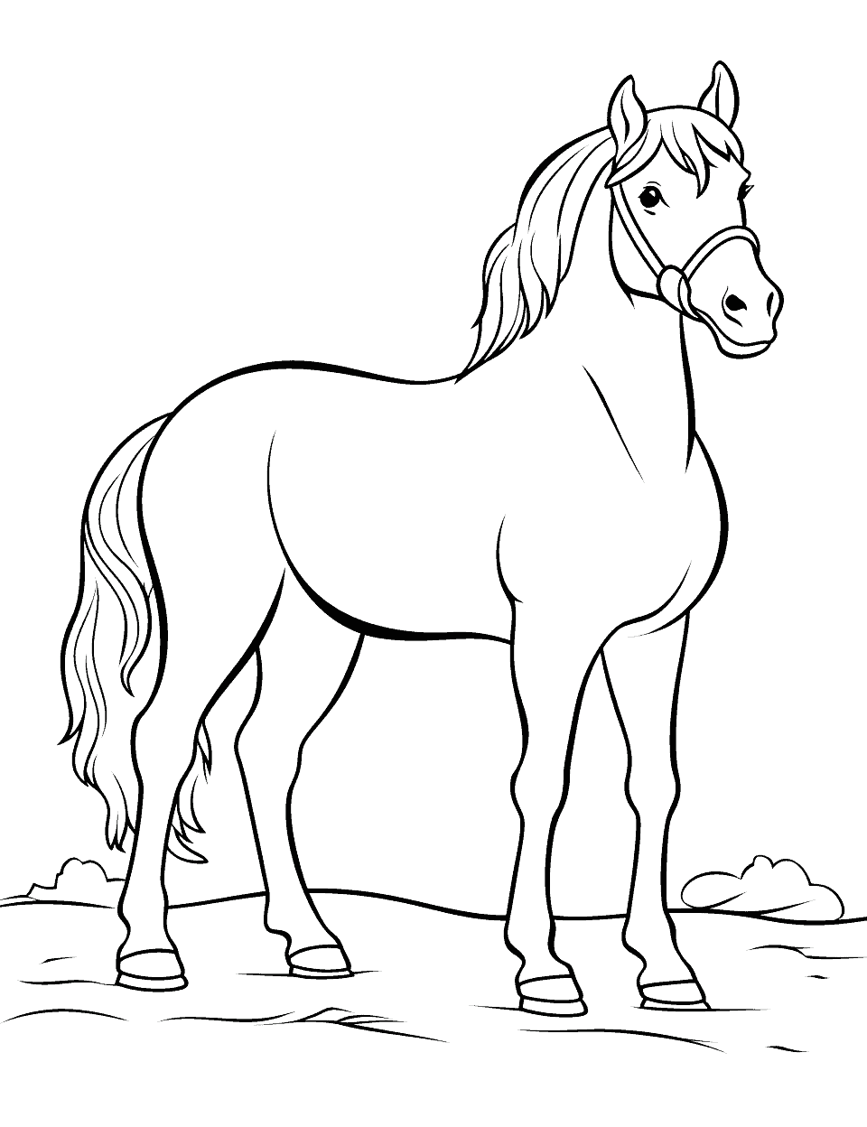 Horse Drawing Outline Coloring Page - A simple horse drawing outline, perfect for beginner artists.