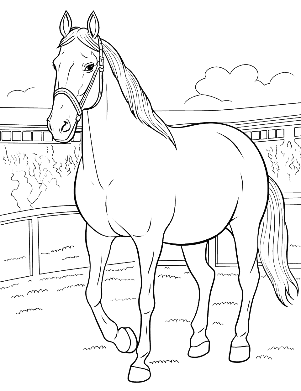 Breyer Horse Show Coloring Page - A Breyer horse show with a beautiful horse on display.