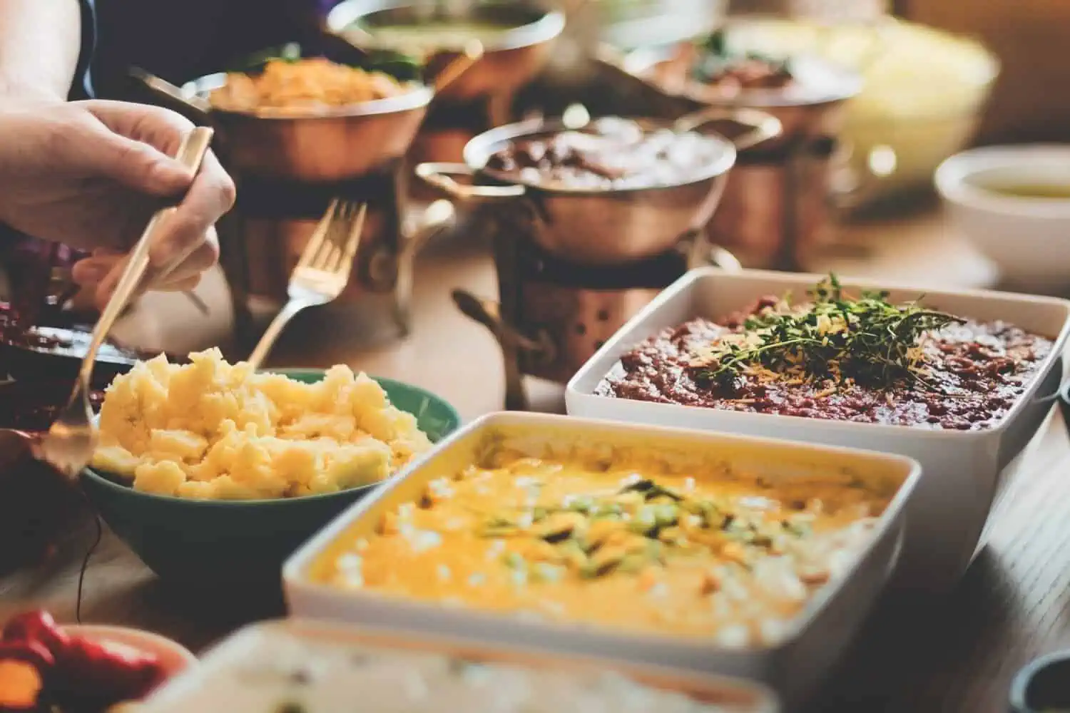 Various healthy meals on the table for birthday party dinner