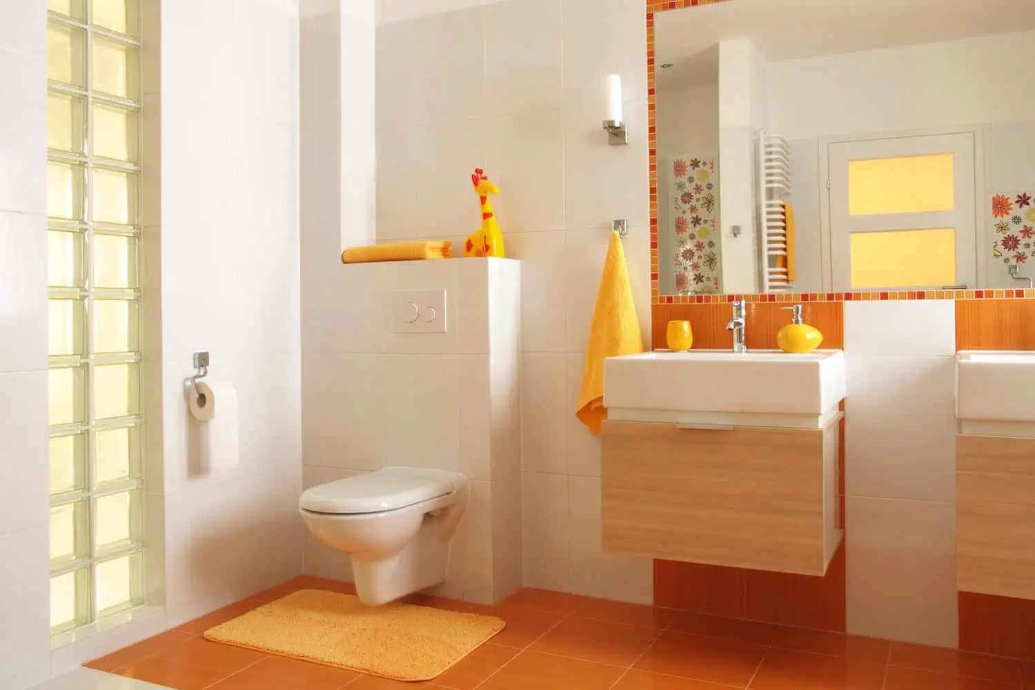 Colorful children bathroom with toilet