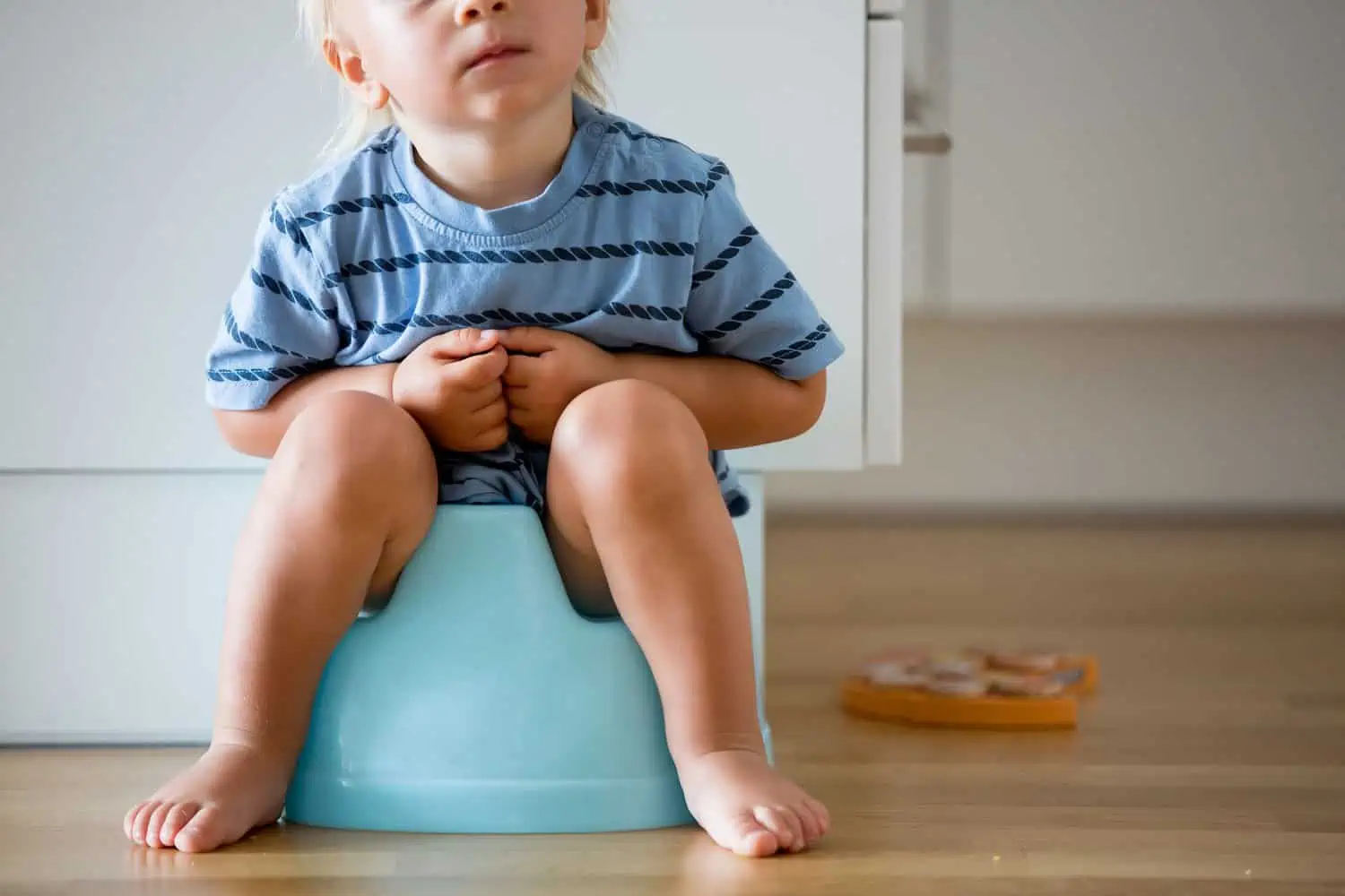 Little toddler boy, sitting on potty