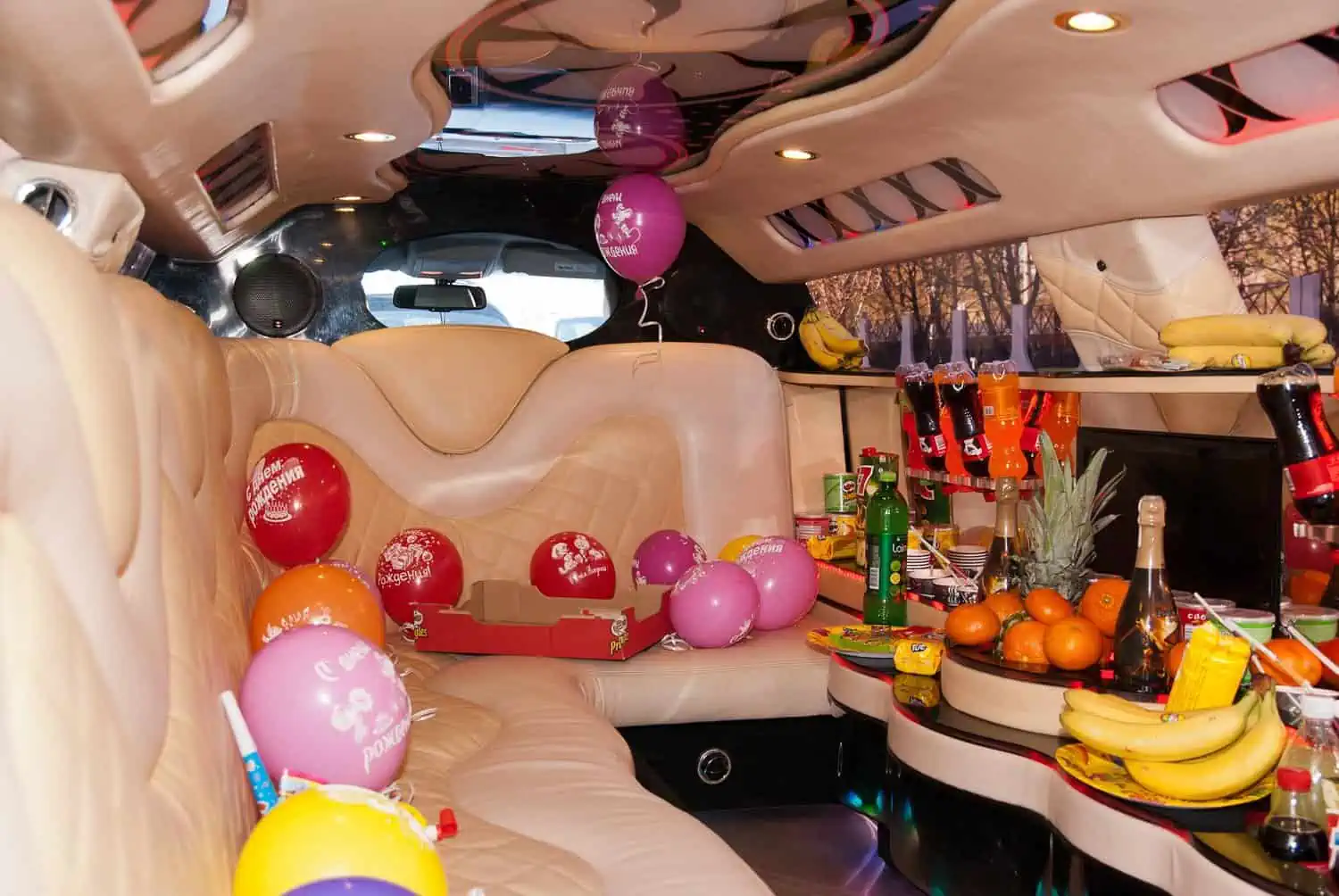 Party decorations in the limousine